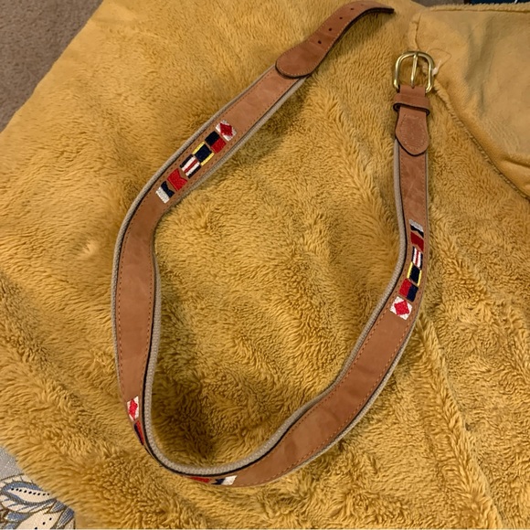 Zep Pro 38 Leather Canvas Nautical Flags Beige Belt Brass Buckle Embroidered 41” - Picture 8 of 8